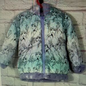 Kids Frozen Themed Jacket - Blue and Gray